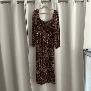 Cheetah print off shoulder dress